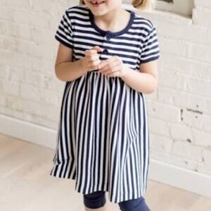 Hanna Andersson‎ Navy/White Striped Play Dress Sz 5